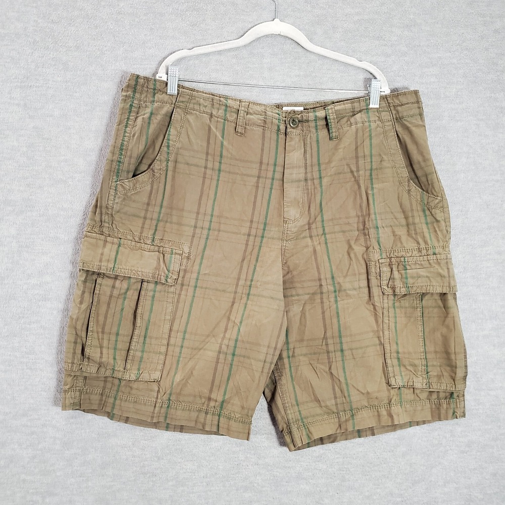 Foundry Men Shorts 44 Brown Plaid Cargo Outdoor Hiking Pockets